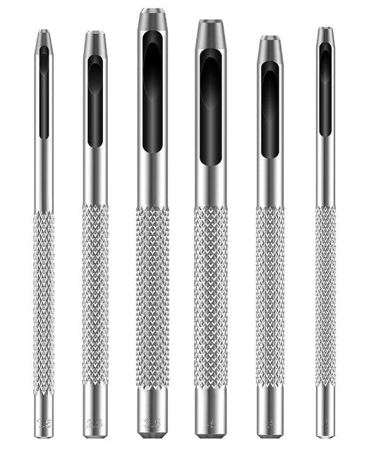 UNCO- Hollow Leather Hole Punch Set. 6 pcs. Steel. Leather Hole Punch Tool. Leather Punch Tool. Hole Punch for Leather Punch Set. Hollow Punch Set. Gasket Hole Punch Set. Hollow Hole Punch Set